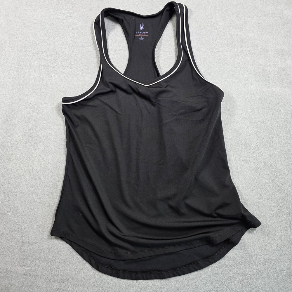 Spyder tank top Women Large Black Racerback Active SP309 Stretch